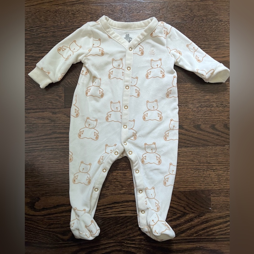 Baby Gap Velvet teddy bear button up onsie